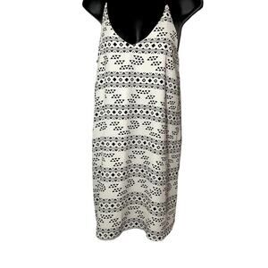 SOPRANO NWT Women's Off White/Black Print Tassel Sleeveless Summer Dress Sz M